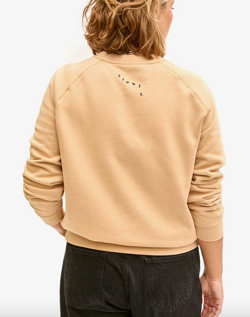 sweatshirt sand w/ embroidered navy le weekend