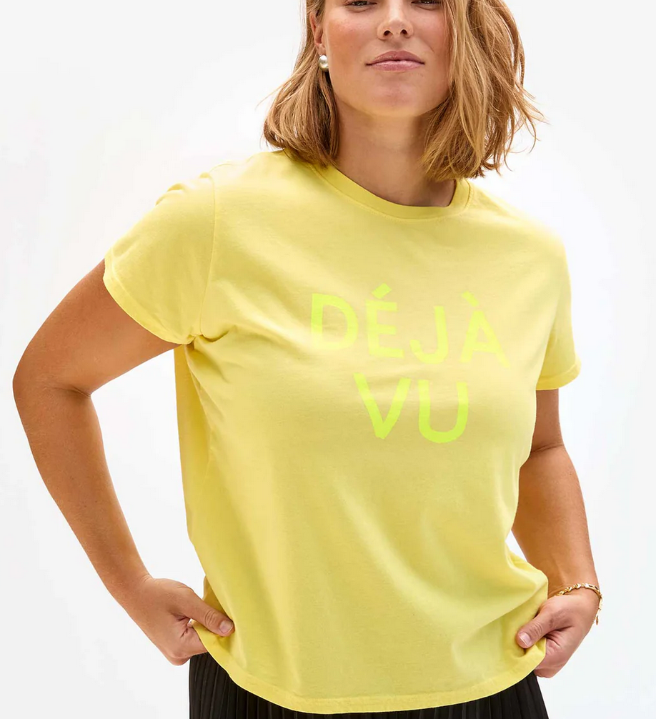 classic tee butter w/ neon yellow deja vu