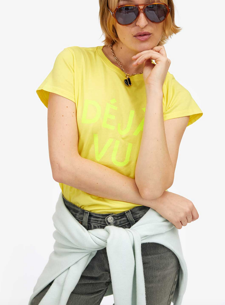 classic tee butter w/ neon yellow deja vu