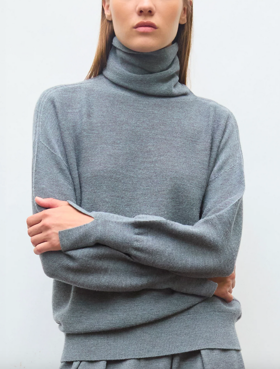 nora turtleneck sweater flanelle grey