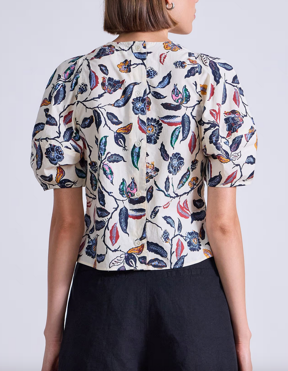 Lino top garden floral cream