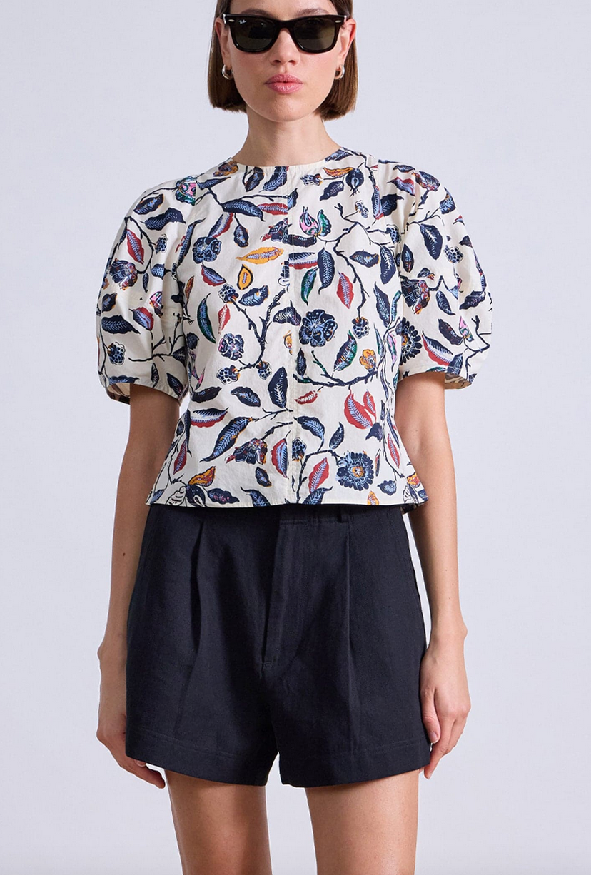 Lino top garden floral cream