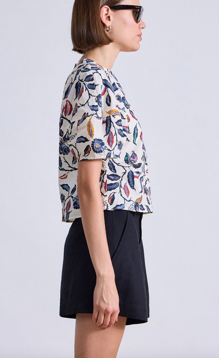 Lino top garden floral cream