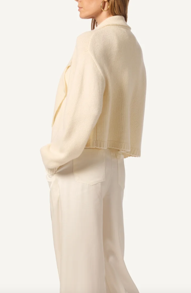 Tyar relaxed collared cashmere cardigan jacket gardenia