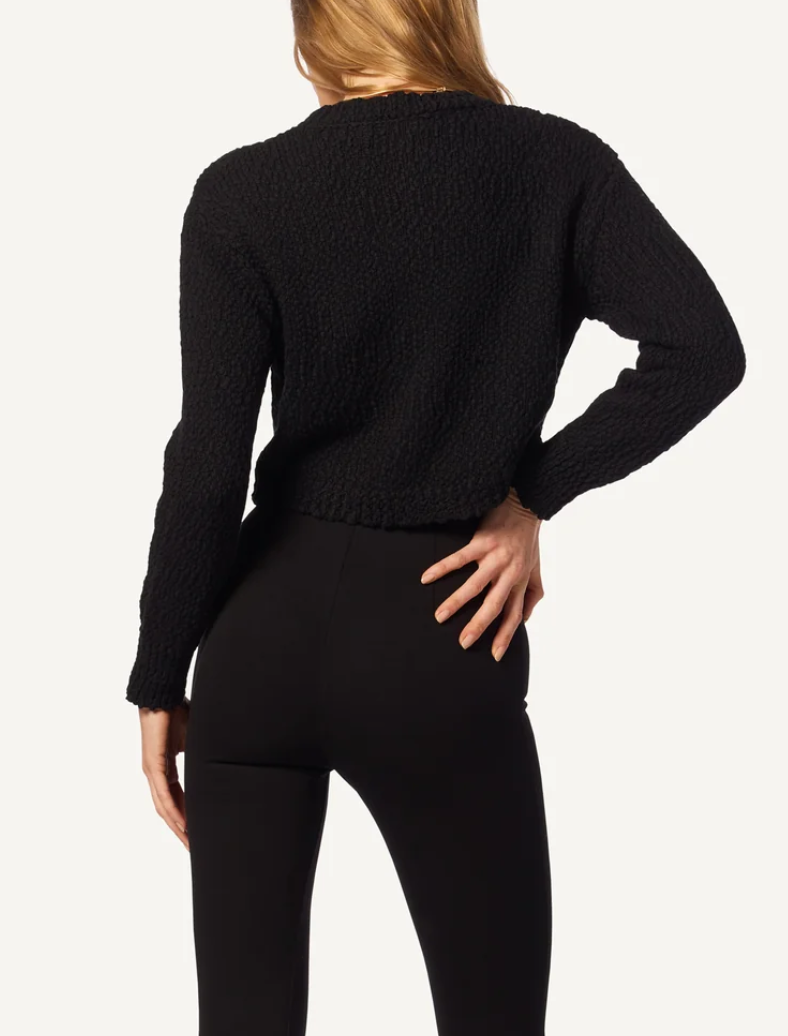 Helena cropped double pocket cardigan black