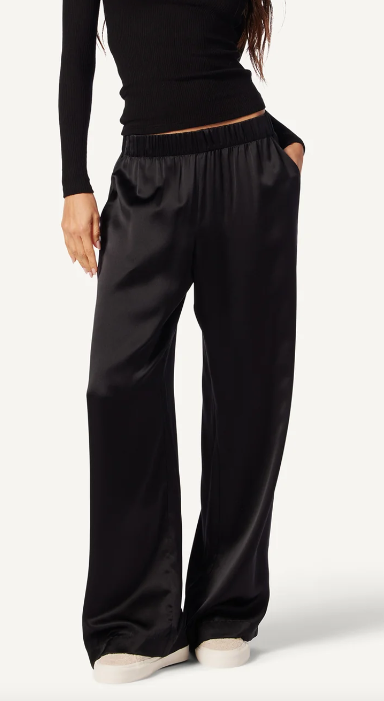 Brynn wide leg silk pant black