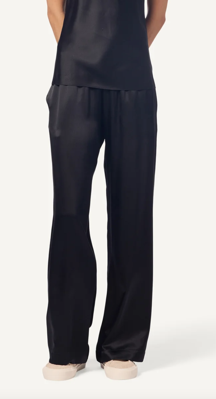 Brynn wide leg silk pant black