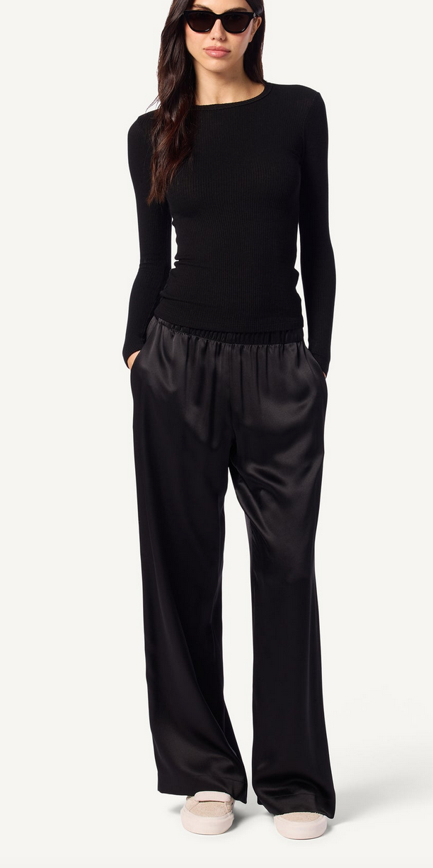 Brynn wide leg silk pant black