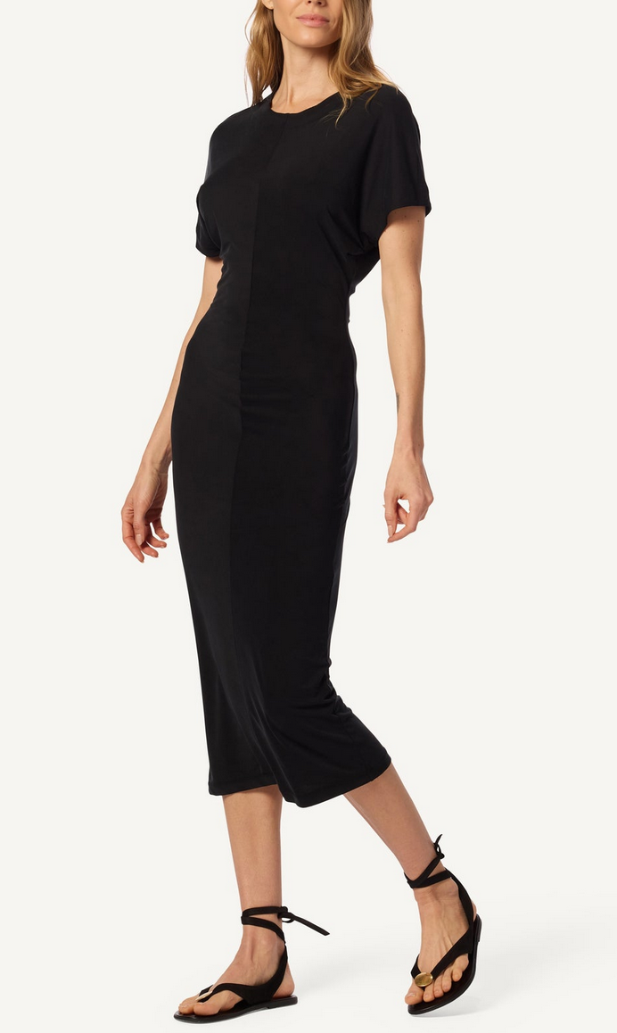 Lynn slouch waist midi t-shirt dress black