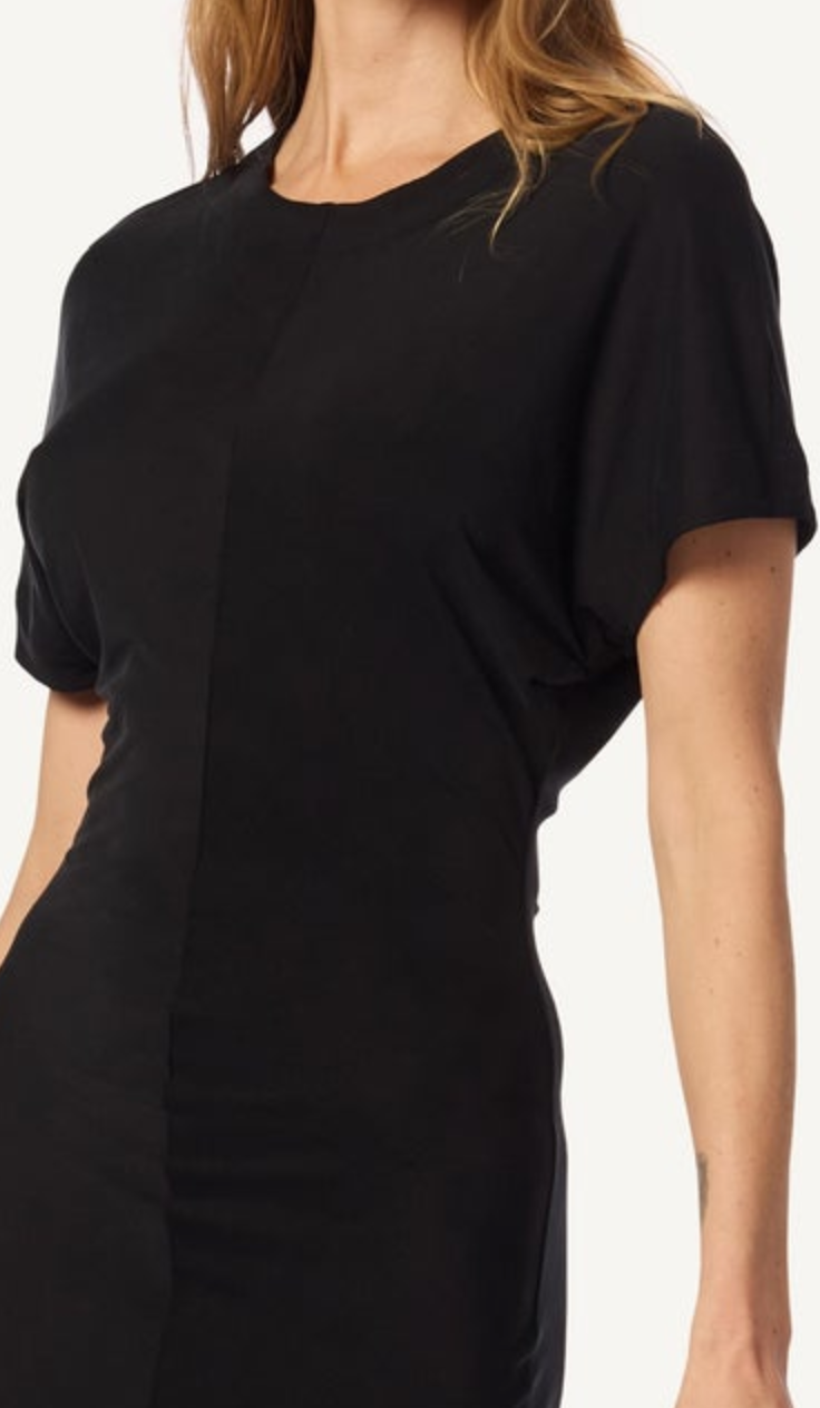 Lynn slouch waist midi t-shirt dress black
