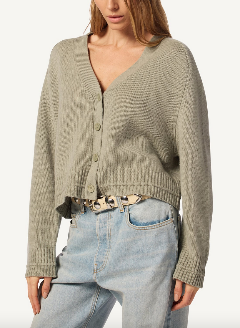 Rae relaxed raglan cashmere cardigan eucalyptus