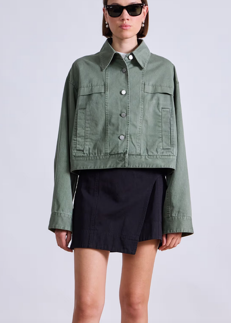Cropped trapeze jacket thyme