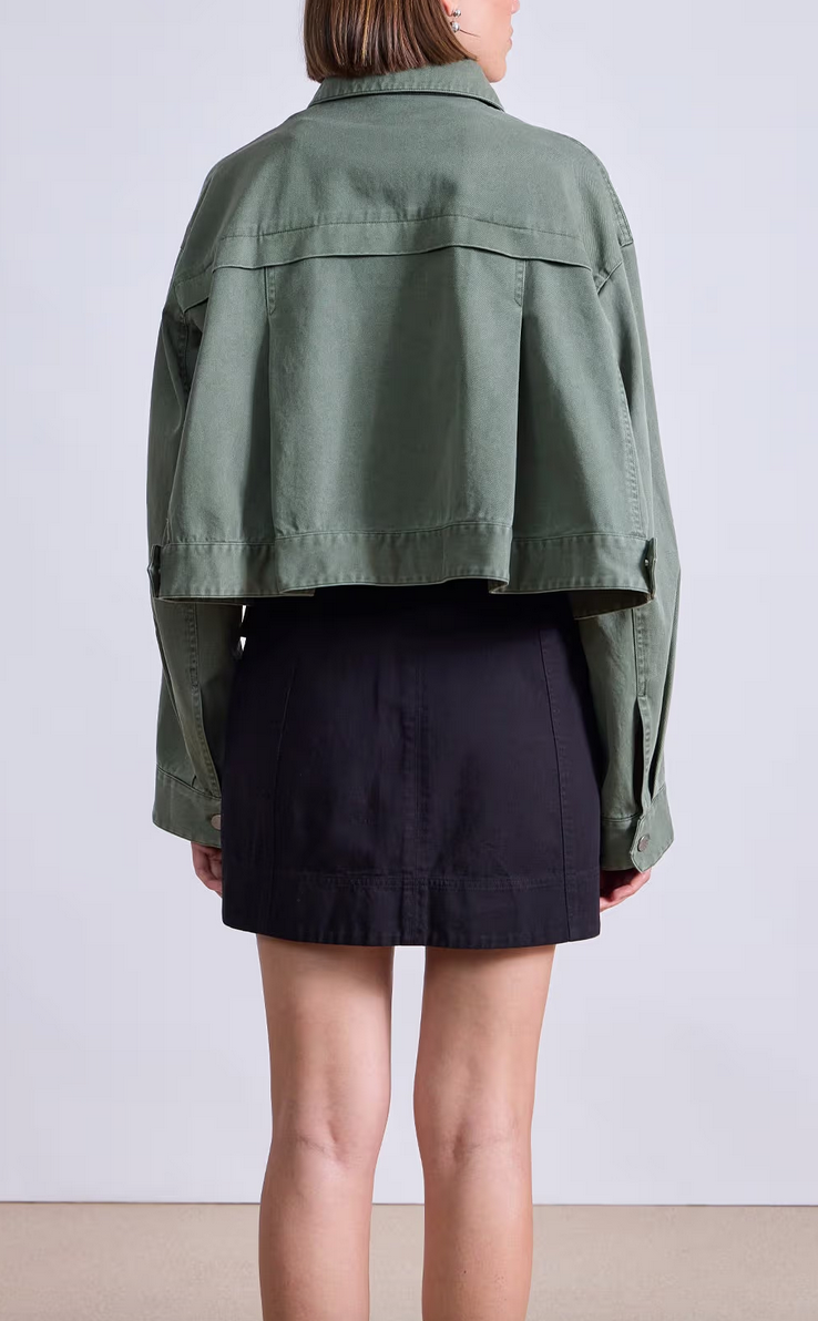 Cropped trapeze jacket thyme