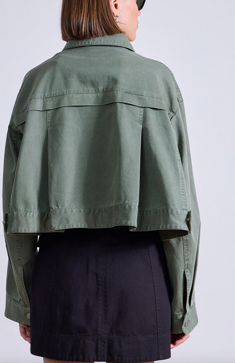 Cropped trapeze jacket thyme