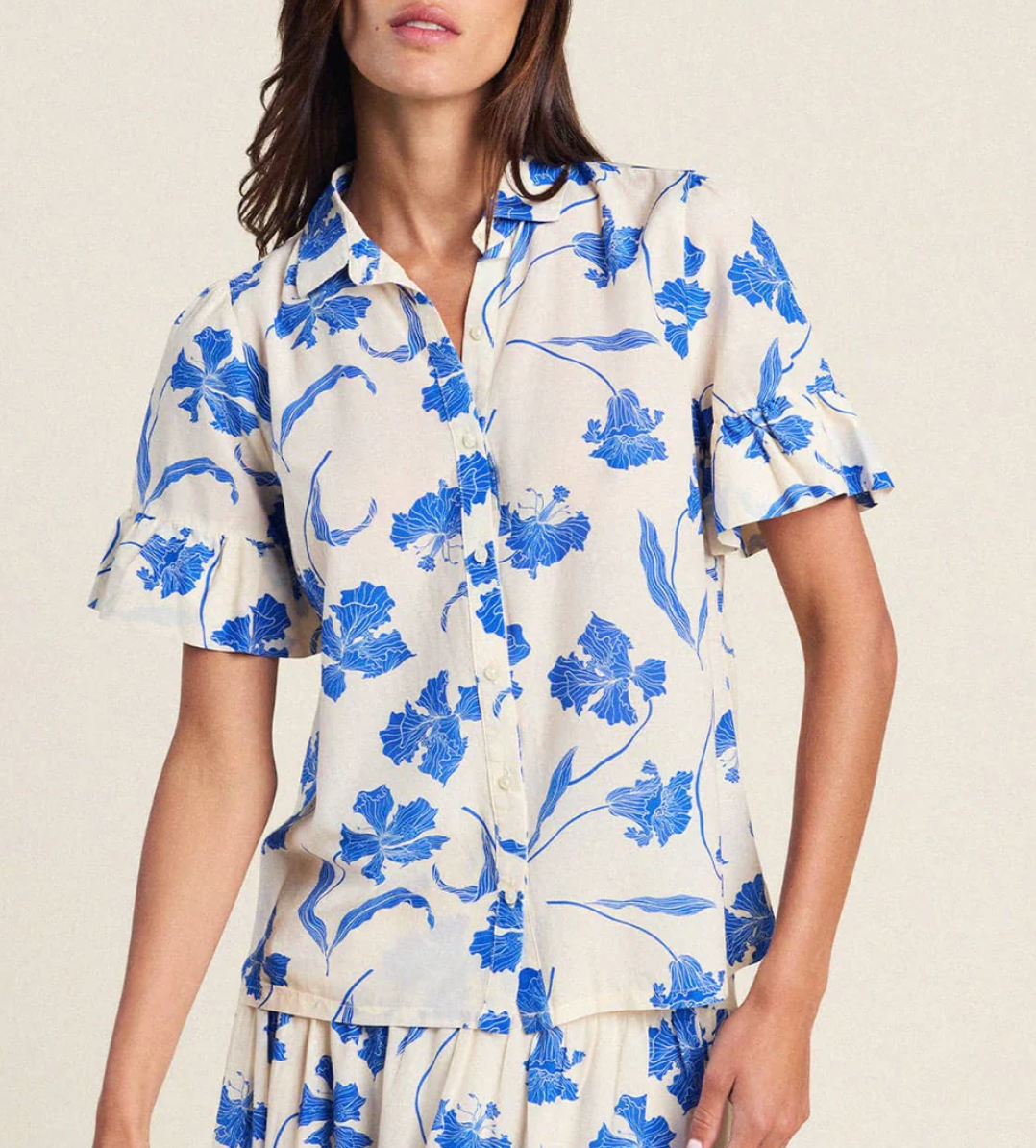 lena blouse blue iris