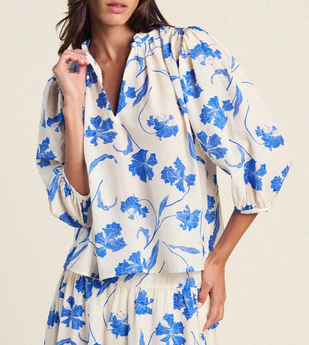 orly blouse blue iris