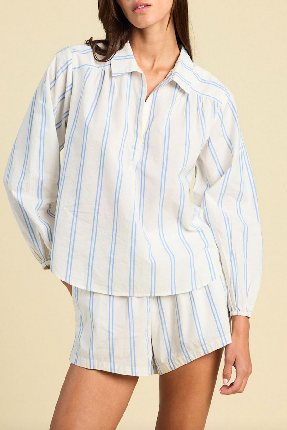 marisol blouse cerulean stripe
