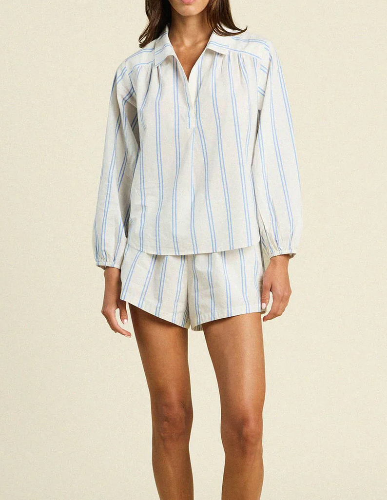 marisol blouse cerulean stripe