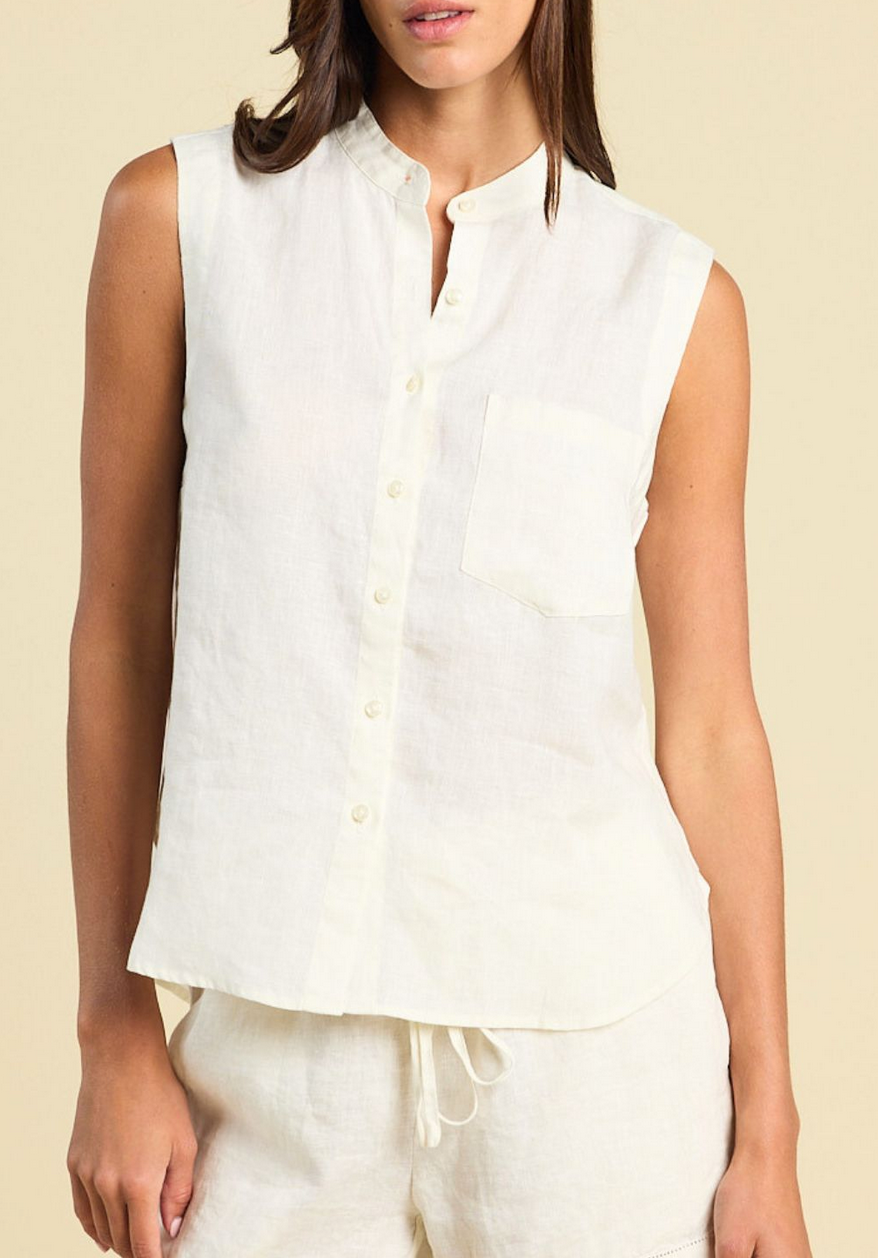 eres sleeveless shirt ivory linen