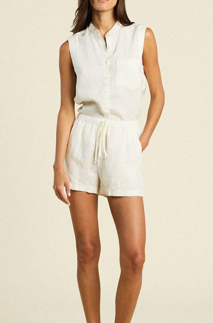 eres sleeveless shirt ivory linen