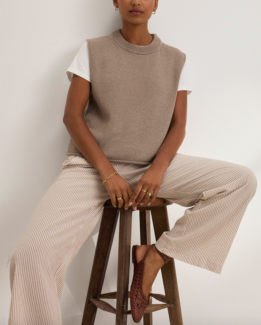 Kelly striped wide leg pant oatmeal