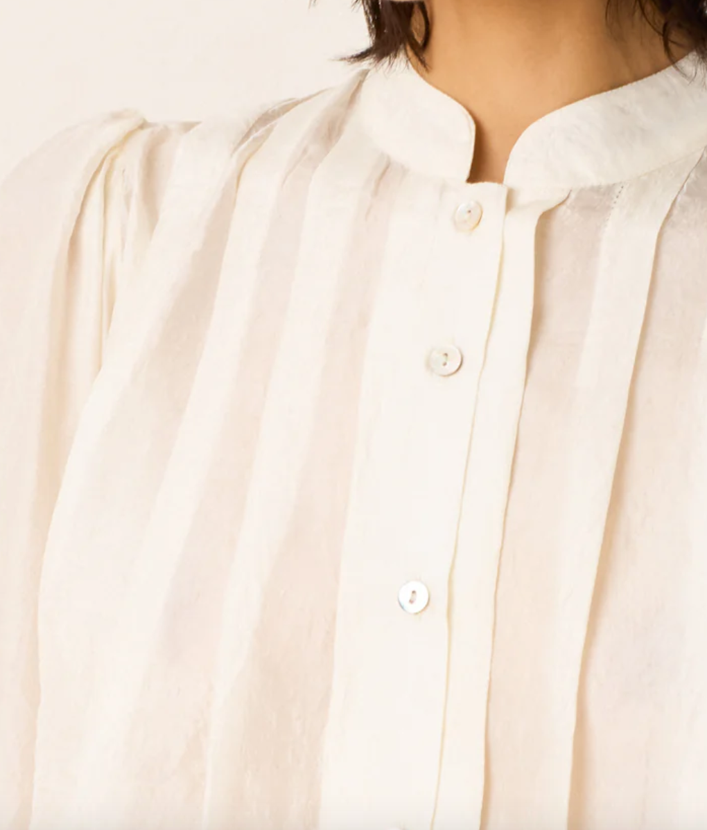ryland pearl silk shirt white pearl