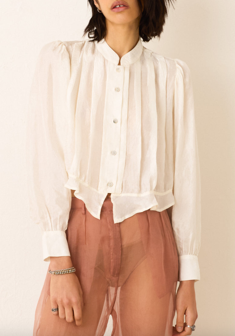 ryland pearl silk shirt white pearl
