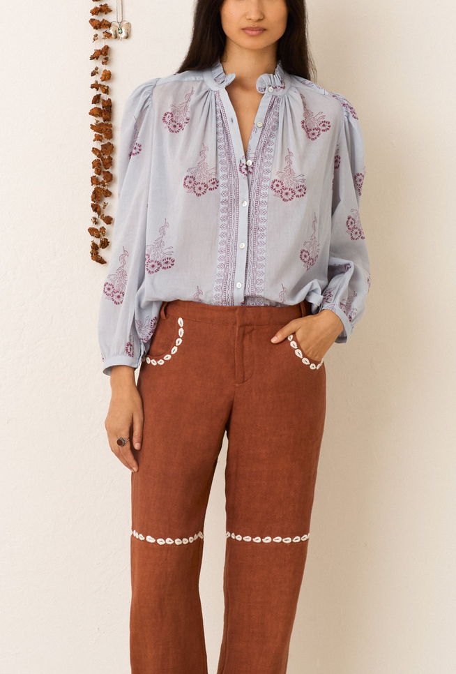 Annabel pansy sky shirt