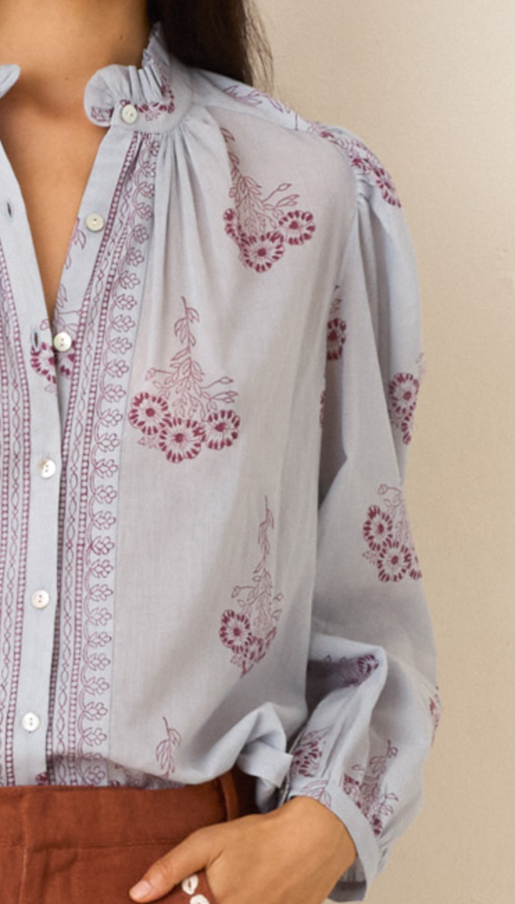 Annabel pansy sky shirt