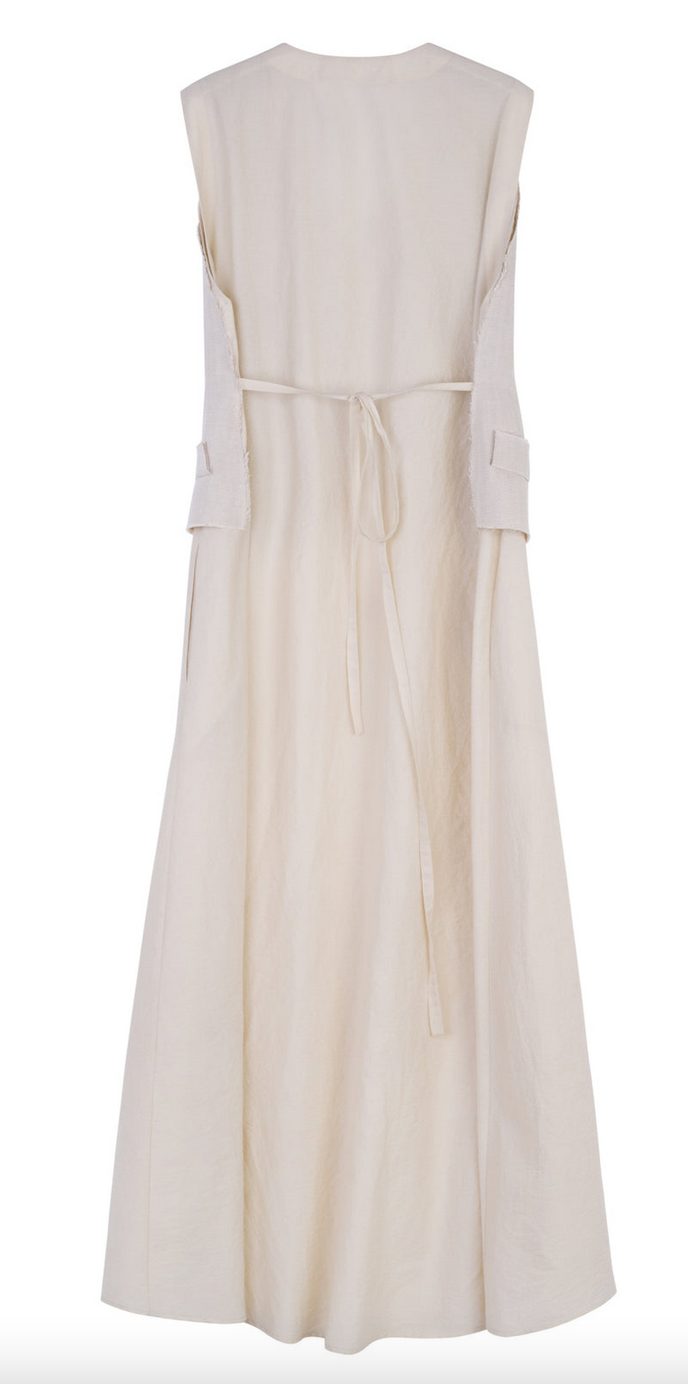 Fiona midi dress with built in vest cream