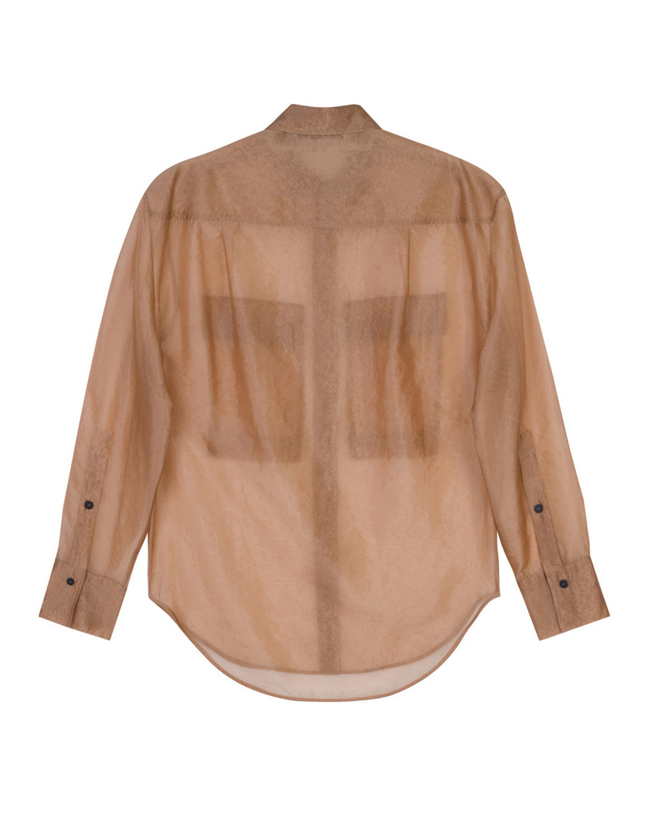 Thelma organza long sleeve shirt nude