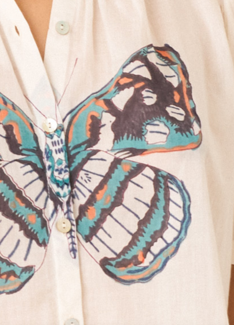 Winn butterfly garden shirt white