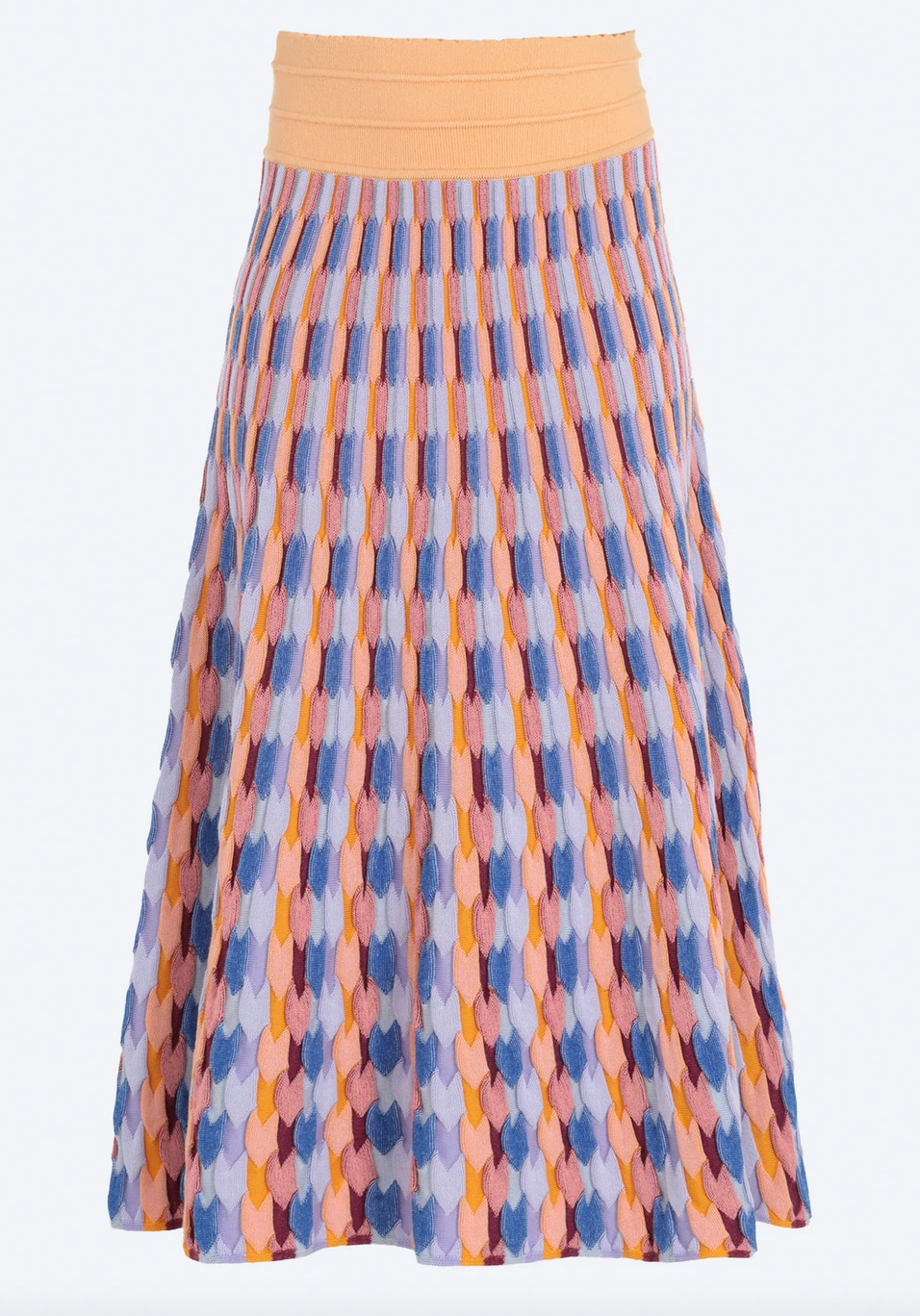 Toscane multicolored orange zellige knit skirt