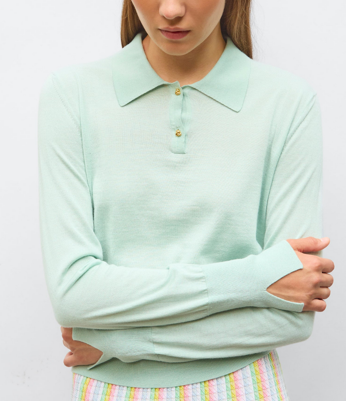 Chic fine polo shirt in silky jersey jade