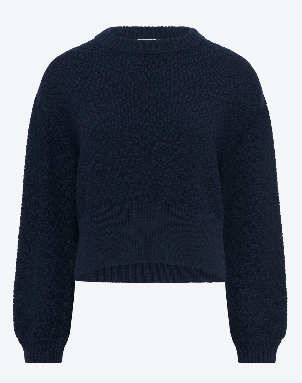Mona checkerboard knit cropped sweater in midnight
