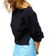 Mona checkerboard knit cropped sweater in midnight