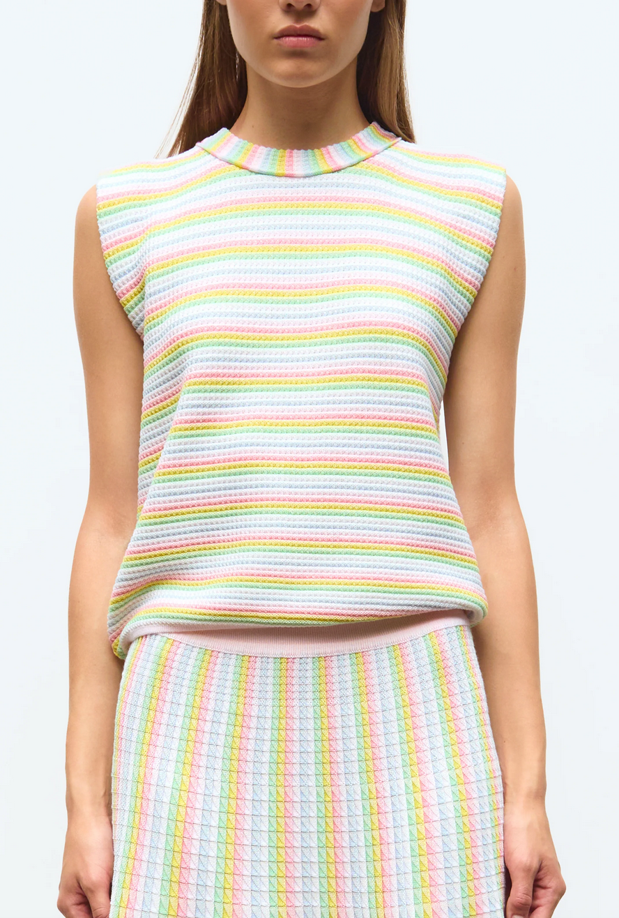 Campari top in a mini origami knit rainbow