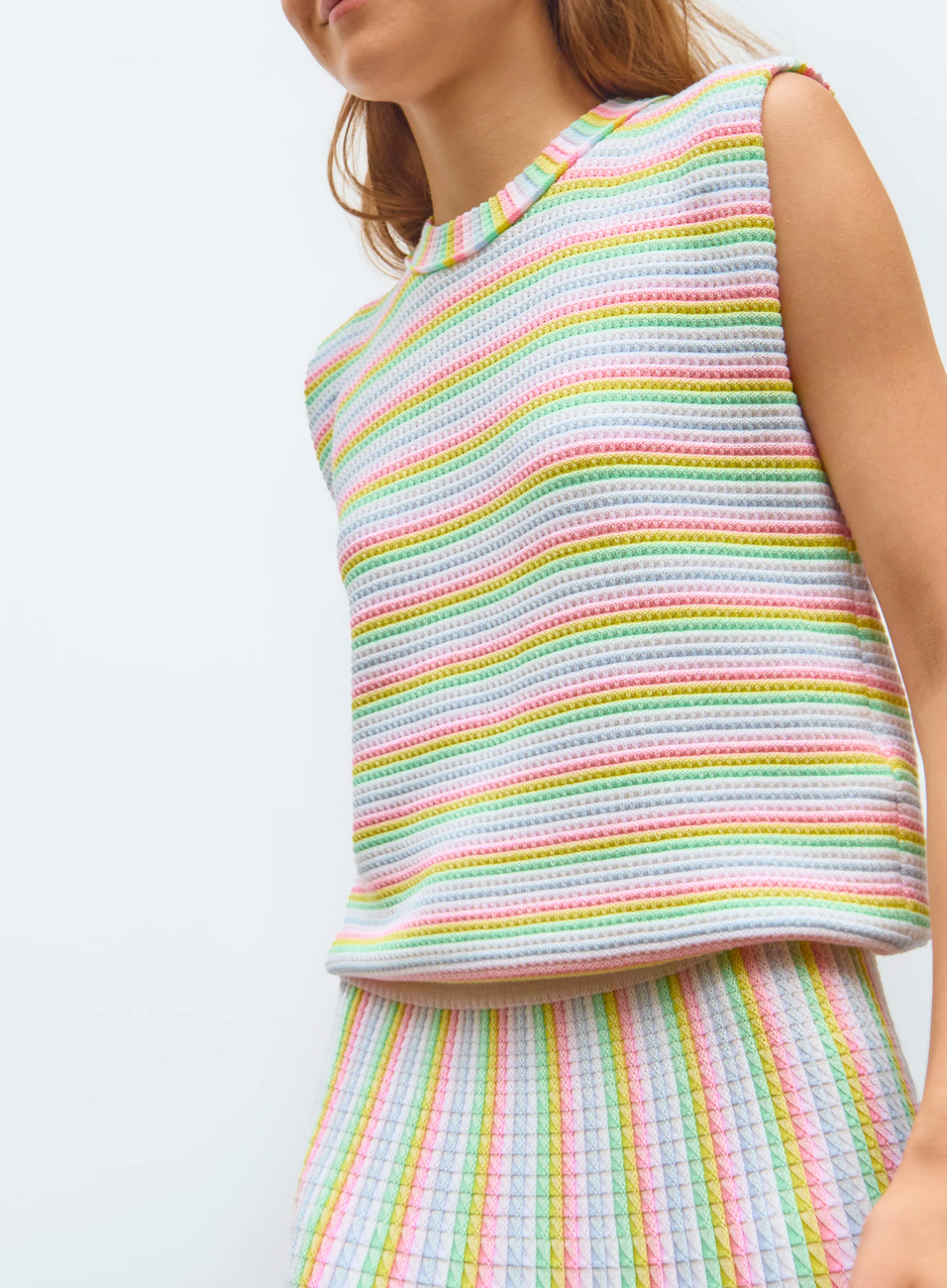 Campari top in a mini origami knit rainbow