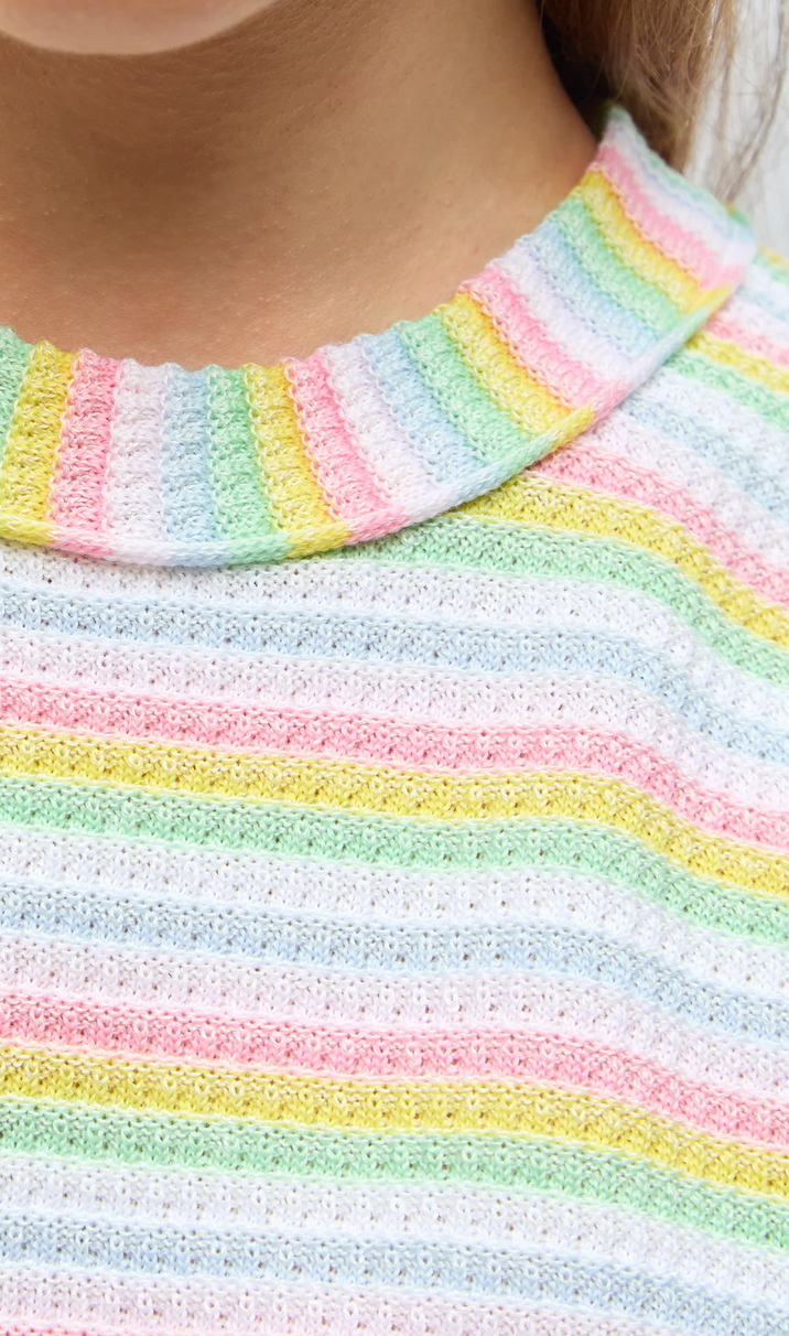 Campari top in a mini origami knit rainbow