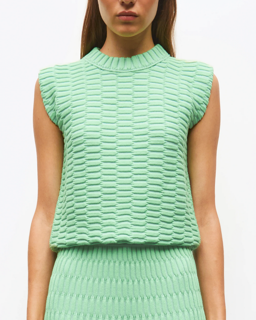 Toucanbis plain zellige knit top mint