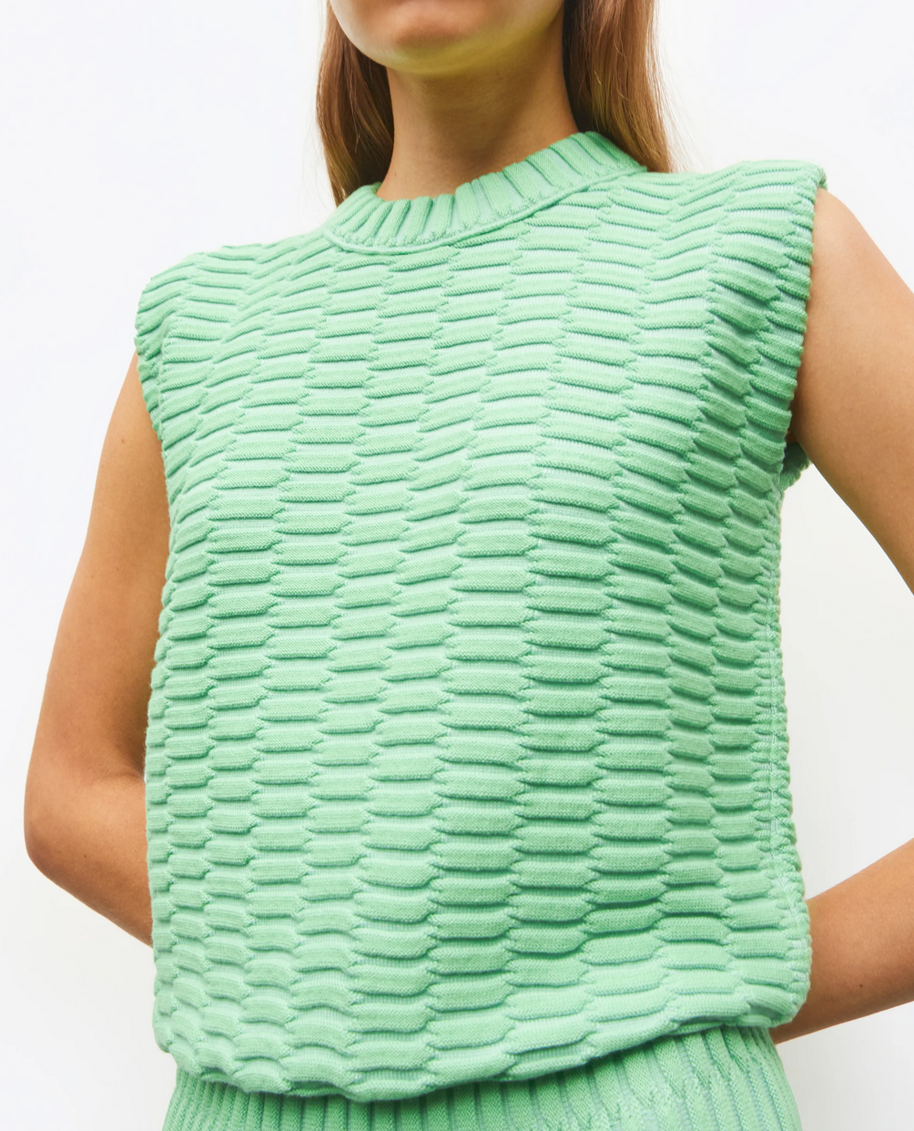 Toucanbis plain zellige knit top mint