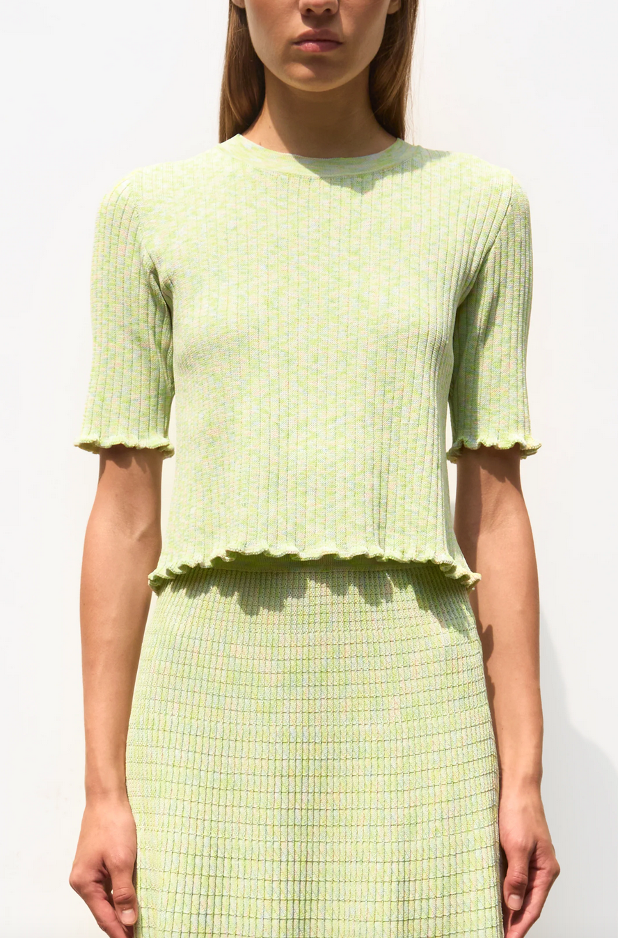 Curacao top in ribbed knit iridescent