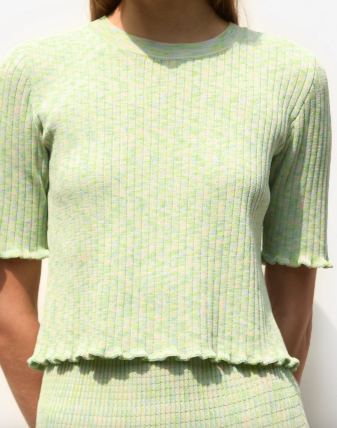 Curacao top in ribbed knit iridescent