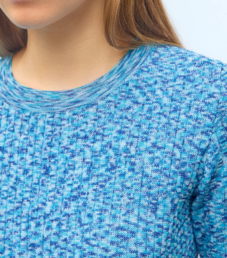 Curacao top in ribbed knit pool blue