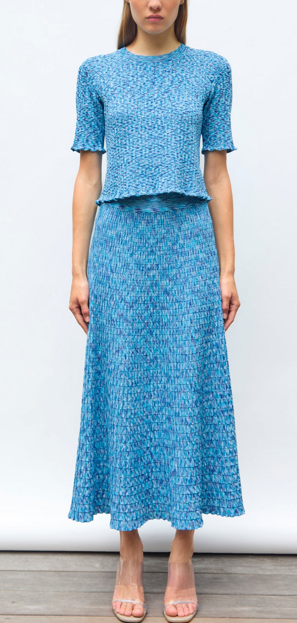 Curacao top in ribbed knit pool blue