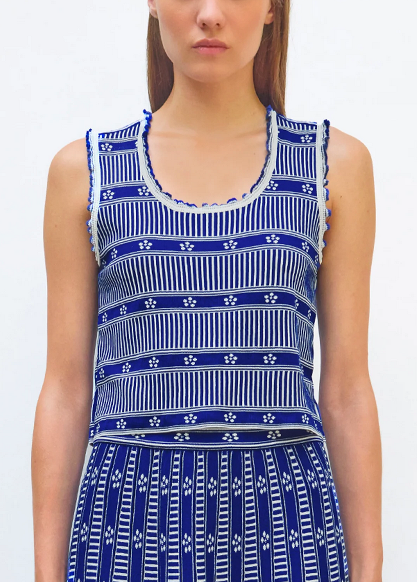 Chardon knit tank top with mini flowers