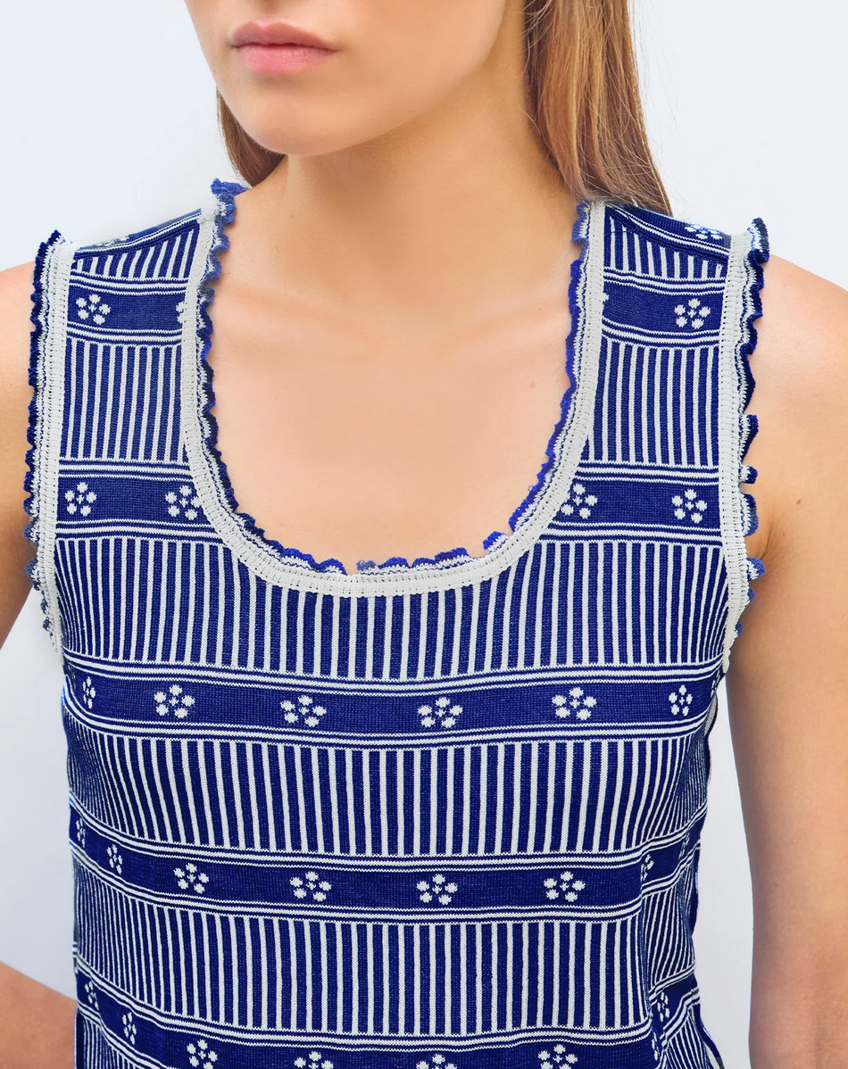 Chardon knit tank top with mini flowers