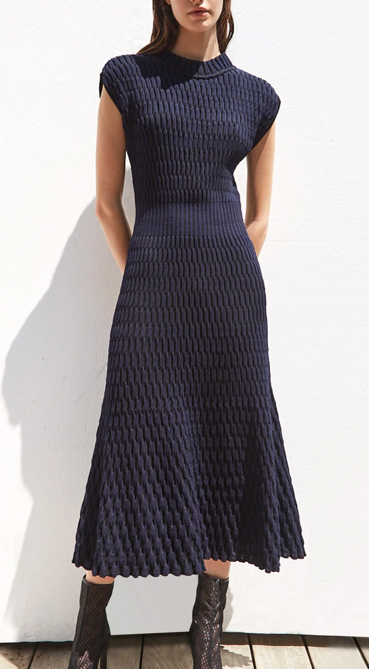 Tanger zellige knit long dress midnight