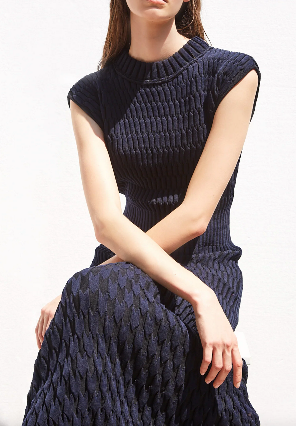 Tanger zellige knit long dress midnight