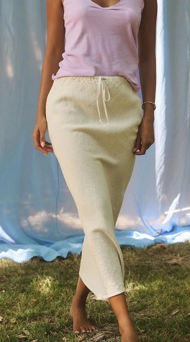 Beka heavy linen skirt bisque